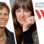 Profile photos of Kate and Susan with the Architectural Record Women in Architecture logo