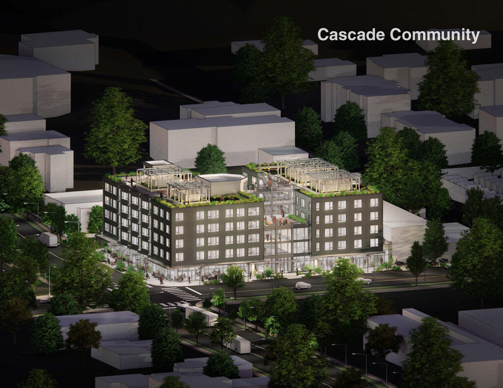 Cascade Community - Nighttime Exterior Building Perspective