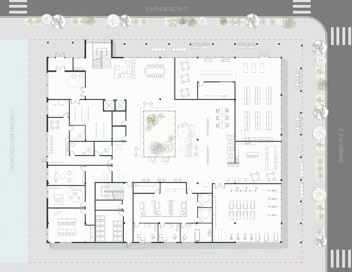 GROUND FLOOR PLAN WITH STREETSCAPE