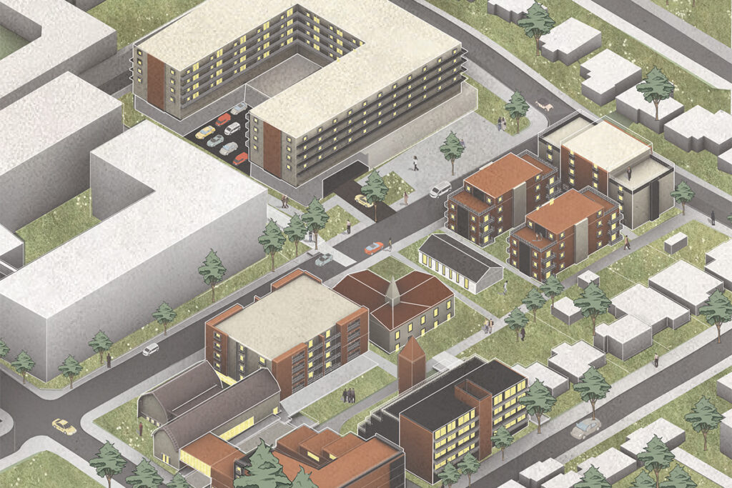SITE AXONOMETRIC VIEW WITH COLOR