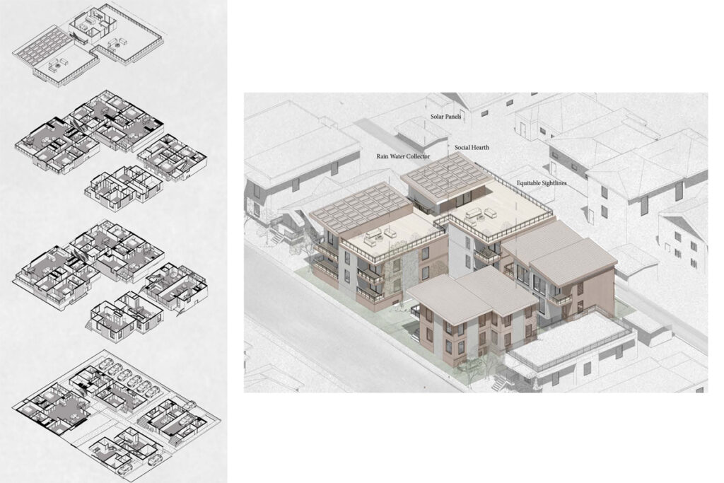 Between Home and Community Exploded View and Axonometric View