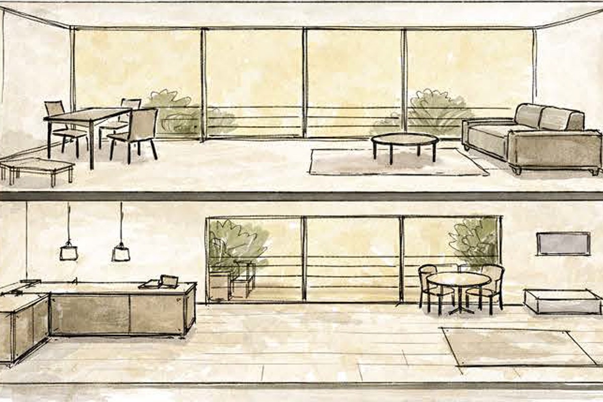 Between Home and Community Interior Sketch